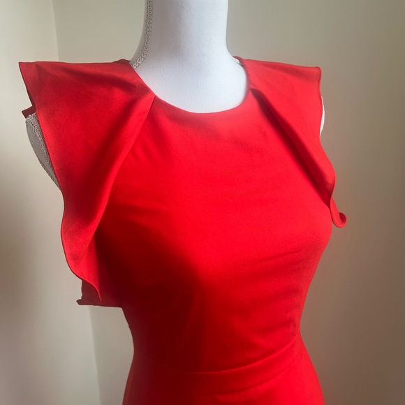 J. CREW Ruffled Short Shoulder Sleeve Midi Red Dress - Picture 13 of 13